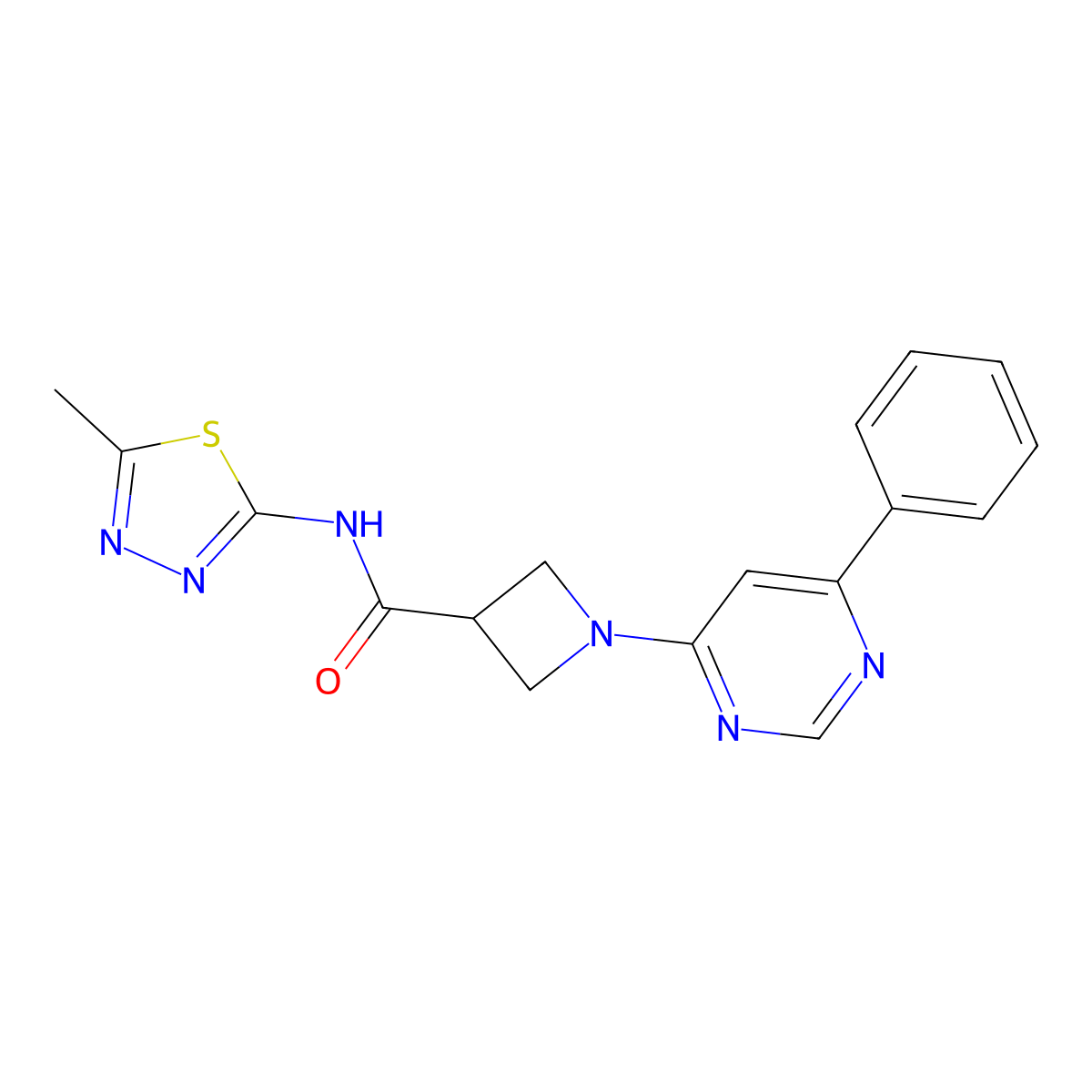 N-(5-methyl-1,3,4-thiadiazol-2-yl)-1-(6-phenylpyrimidin-4-yl)azetidine-3-carboxamide molecular structure, CAS 2034619-52-6