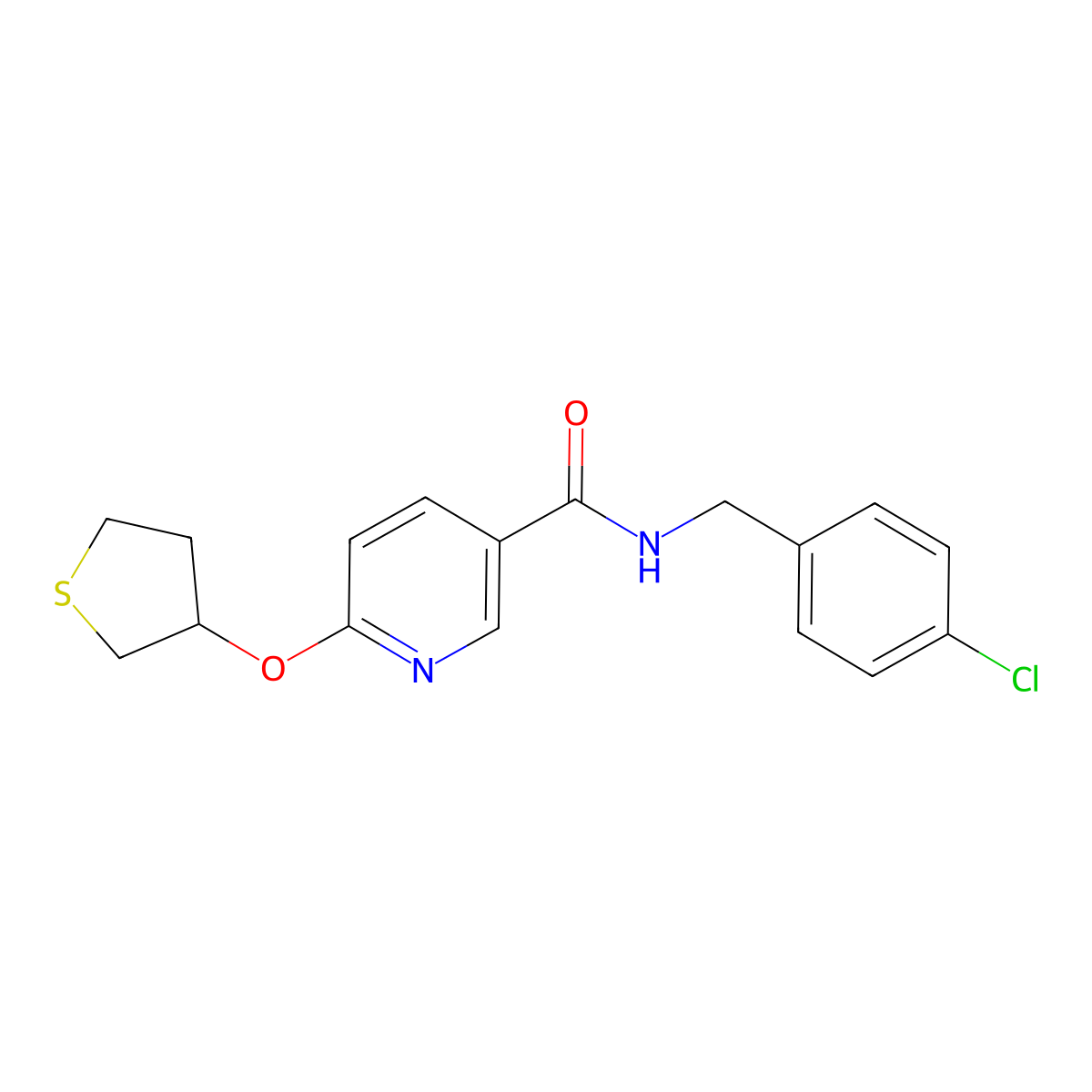 N-(4-chlorobenzyl)-6-((tetrahydrothiophen-3-yl)oxy)nicotinamide molecular structure, CAS 2034619-61-7