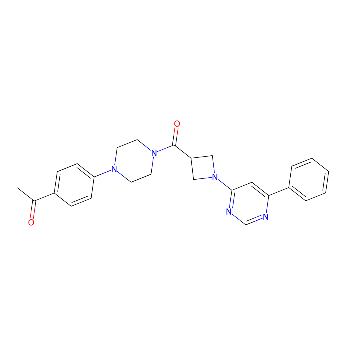 1-(4-(4-(1-(6-Phenylpyrimidin-4-yl)azetidine-3-carbonyl)piperazin-1-yl)phenyl)ethanone molecular structure, CAS 2034619-63-9