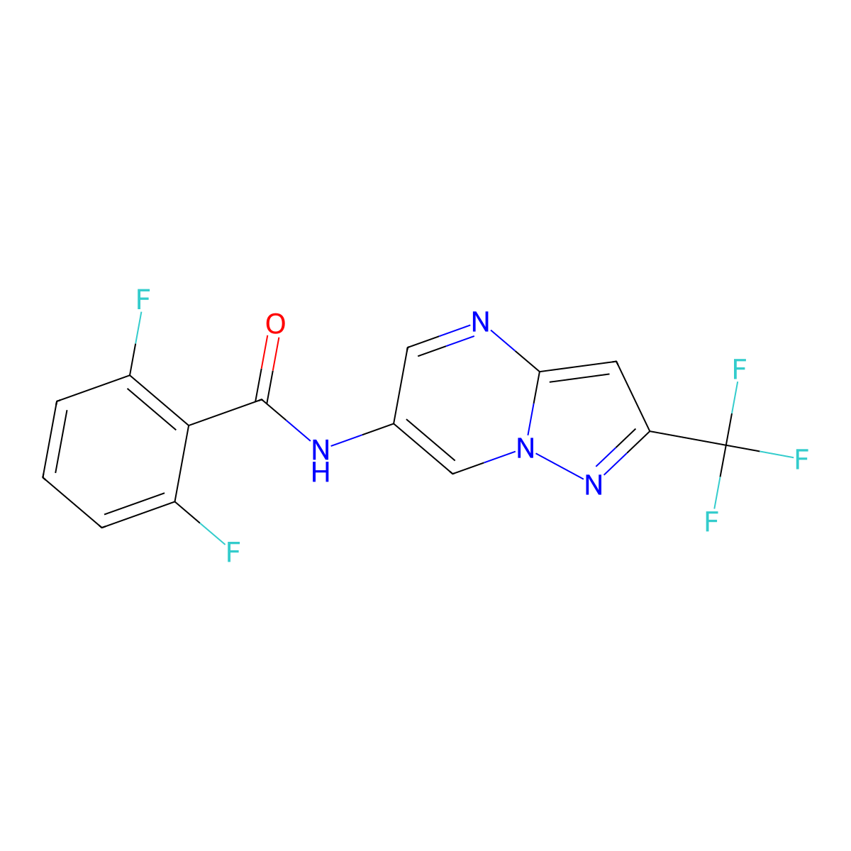 2,6-difluoro-N-[2-(trifluoromethyl)pyrazolo[1,5-a]pyrimidin-6-yl]benzamide molecular structure, CAS 2034619-73-1
