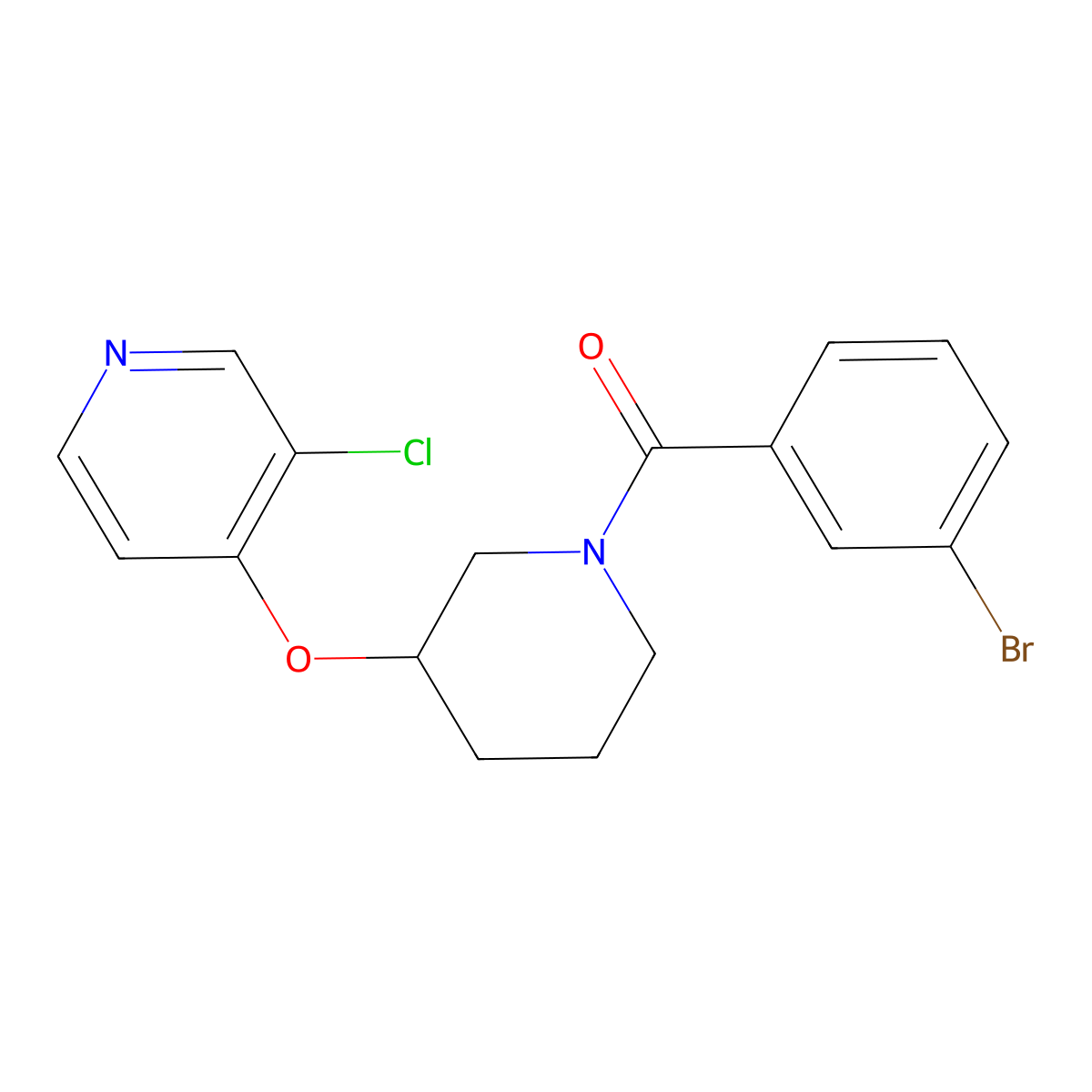 (3-Bromophenyl)(3-((3-chloropyridin-4-yl)oxy)piperidin-1-yl)methanone molecular structure, CAS 2034619-80-0