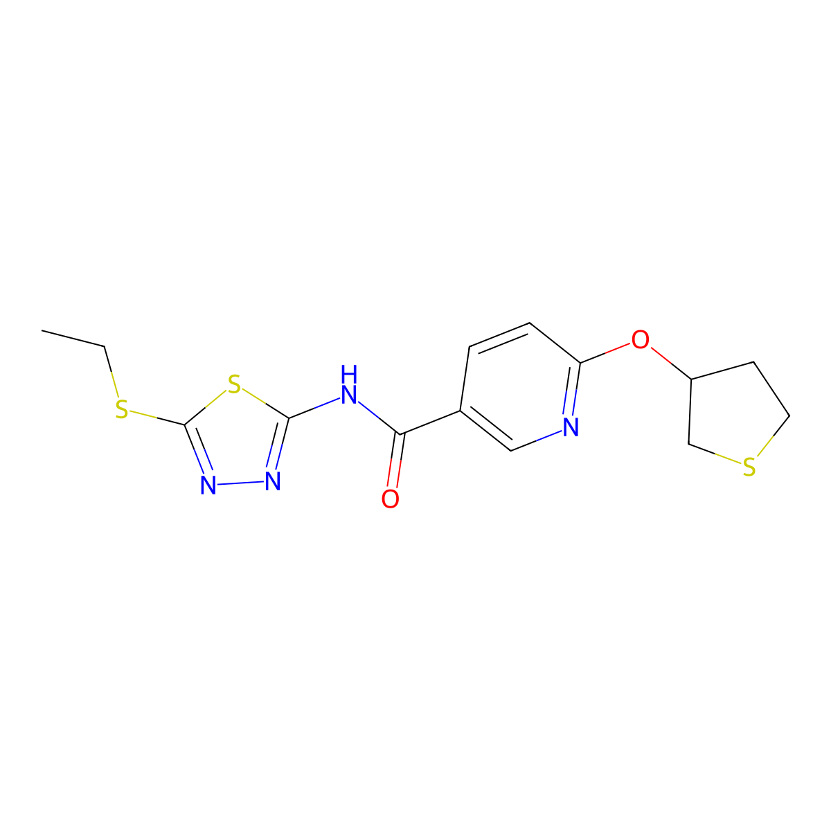 N-(5-(ethylthio)-1,3,4-thiadiazol-2-yl)-6-((tetrahydrothiophen-3-yl)oxy)nicotinamide molecular structure, CAS 2034619-81-1