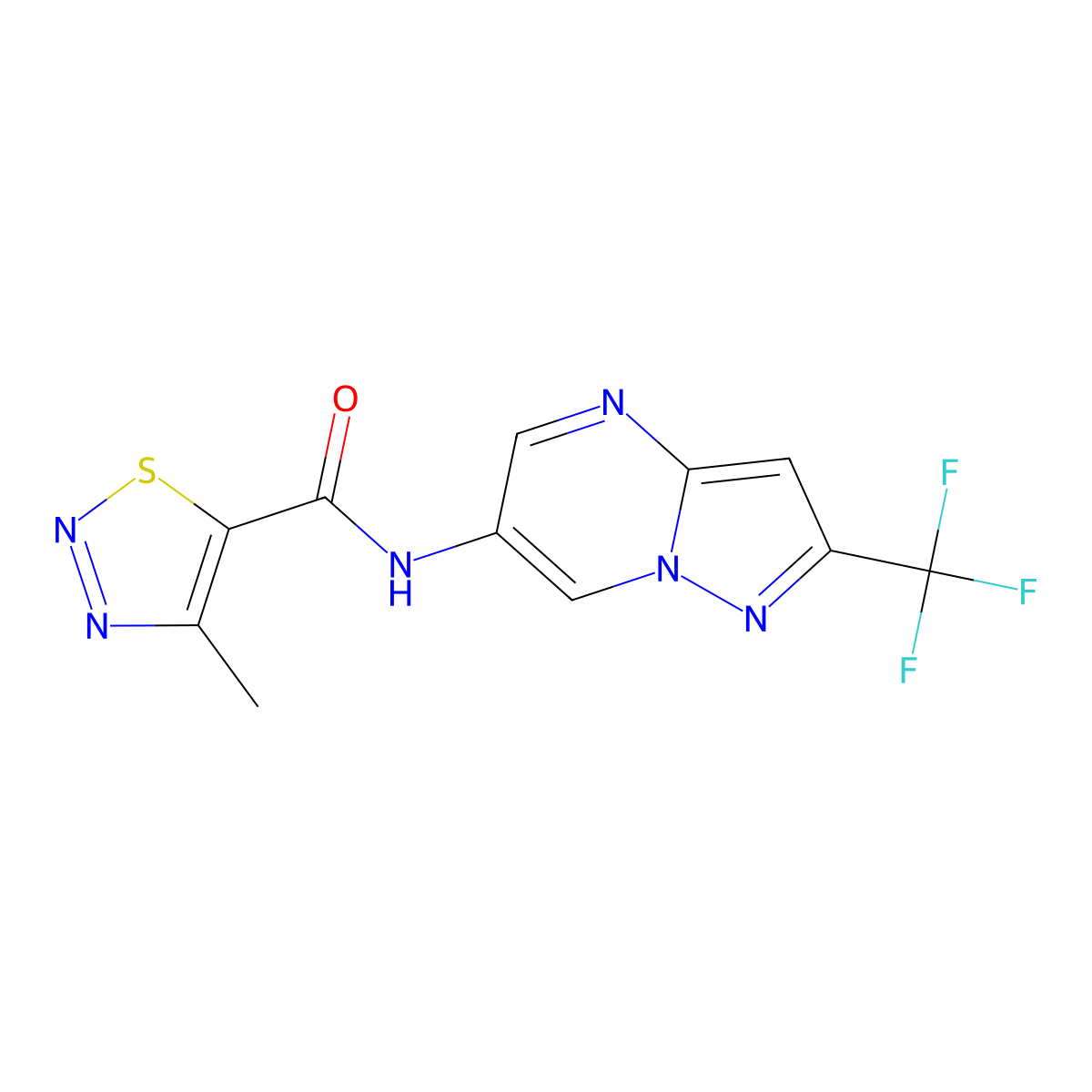 4-methyl-N-[2-(trifluoromethyl)pyrazolo[1,5-a]pyrimidin-6-yl]-1,2,3-thiadiazole-5-carboxamide molecular structure, CAS 2034619-91-3