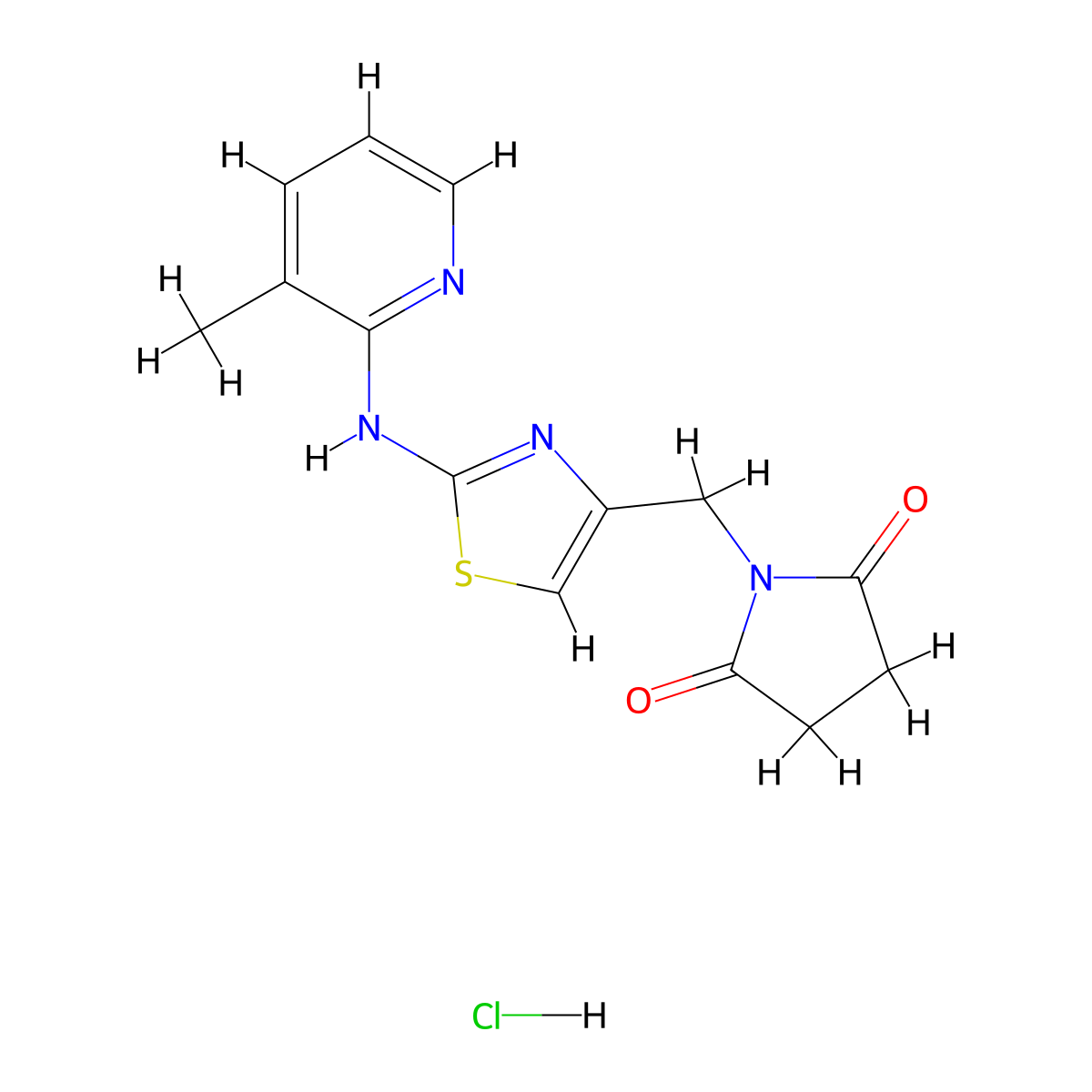 1-({2-[(3-Methylpyridin-2-yl)amino]-1,3-thiazol-4-yl}methyl)pyrrolidine-2,5-dione hydrochloride molecular structure, CAS 2034619-98-0