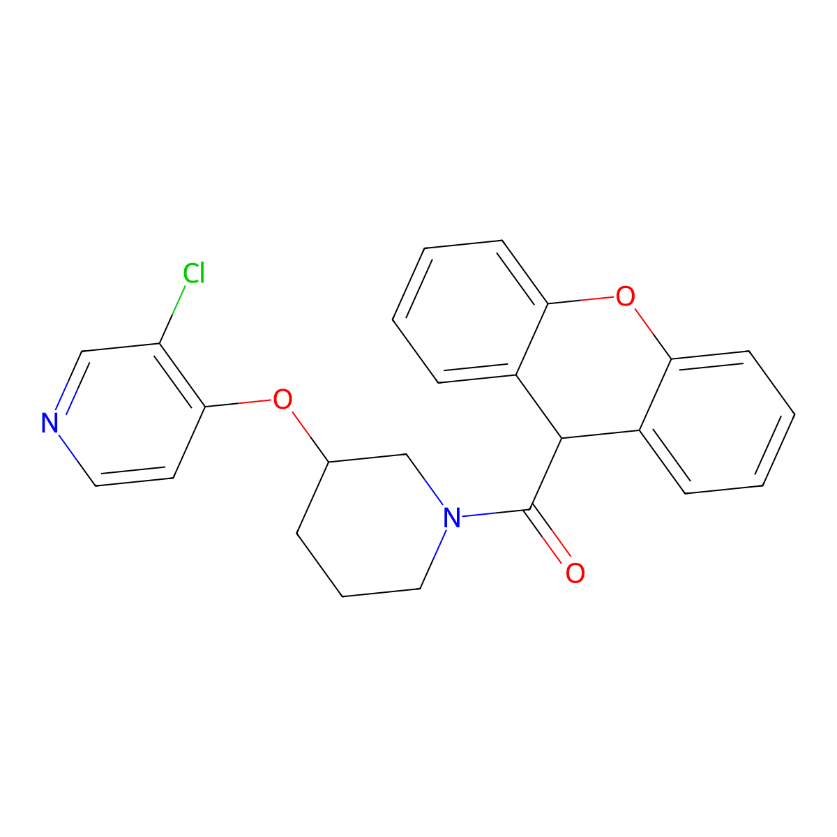 (3-((3-chloropyridin-4-yl)oxy)piperidin-1-yl)(9H-xanthen-9-yl)methanone molecular structure, CAS 2034619-99-1