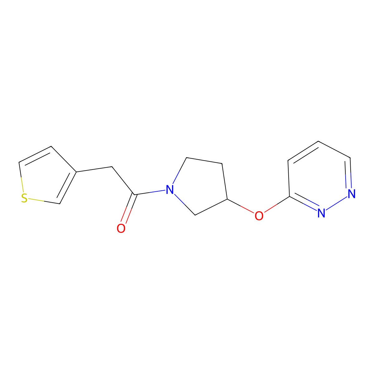 1-(3-(Pyridazin-3-yloxy)pyrrolidin-1-yl)-2-(thiophen-3-yl)ethanone molecular structure, CAS 2034620-05-6