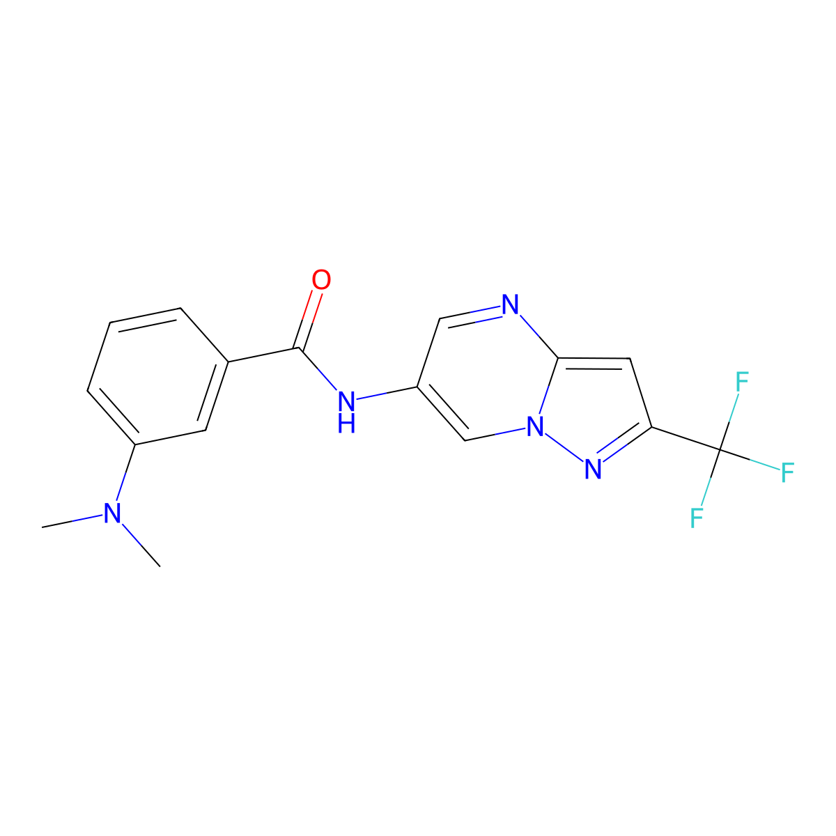 3-(dimethylamino)-N-[2-(trifluoromethyl)pyrazolo[1,5-a]pyrimidin-6-yl]benzamide molecular structure, CAS 2034620-07-8