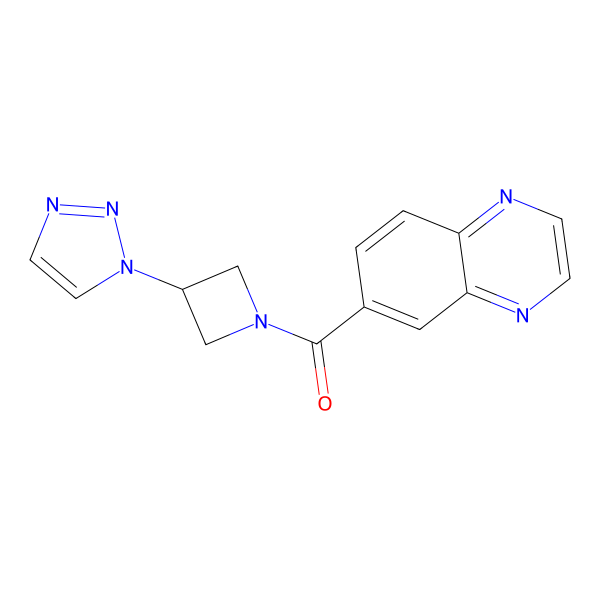(3-(1H-1,2,3-triazol-1-yl)azetidin-1-yl)(quinoxalin-6-yl)methanone molecular structure, CAS 2034620-14-7