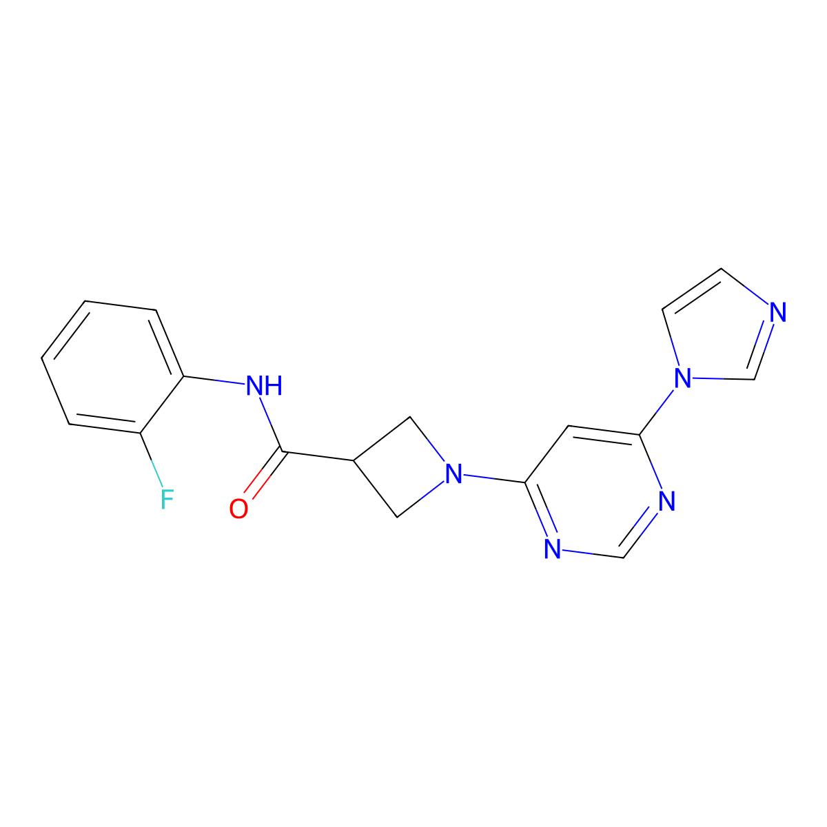 N-(2-fluorophenyl)-1-[6-(1H-imidazol-1-yl)pyrimidin-4-yl]azetidine-3-carboxamide molecular structure, CAS 2034620-24-9