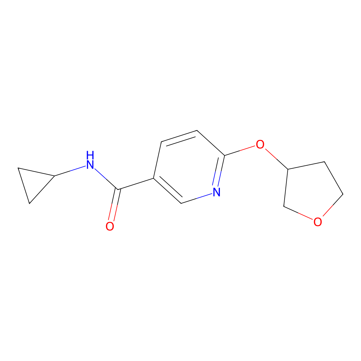 N-cyclopropyl-6-((tetrahydrofuran-3-yl)oxy)nicotinamide molecular structure, CAS 2034620-27-2