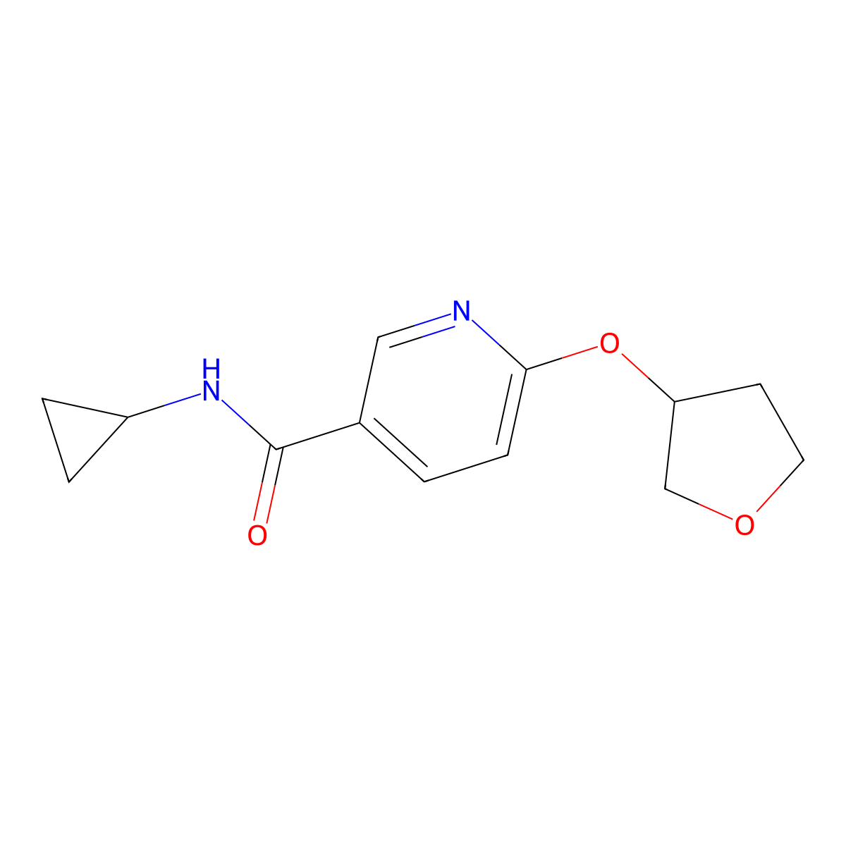 N-cyclopropyl-6-((tetrahydrofuran-3-yl)oxy)nicotinamide molecular structure, CAS 2034620-27-2