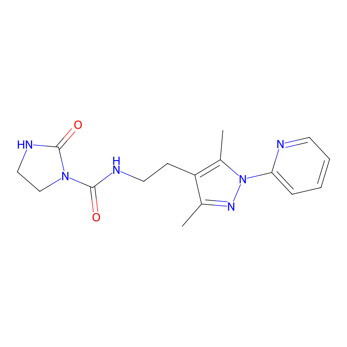 N-{2-[3,5-dimethyl-1-(pyridin-2-yl)-1H-pyrazol-4-yl]ethyl}-2-oxoimidazolidine-1-carboxamide molecular structure, CAS 2034620-30-7