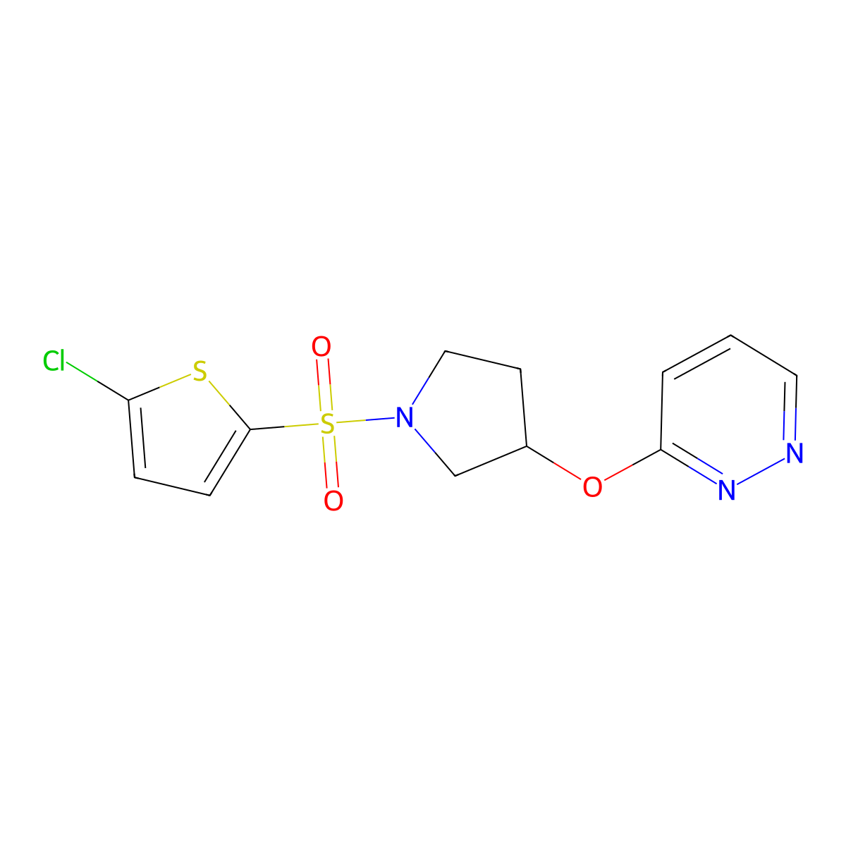 3-({1-[(5-Chlorothiophen-2-yl)sulfonyl]pyrrolidin-3-yl}oxy)pyridazine molecular structure, CAS 2034620-32-9