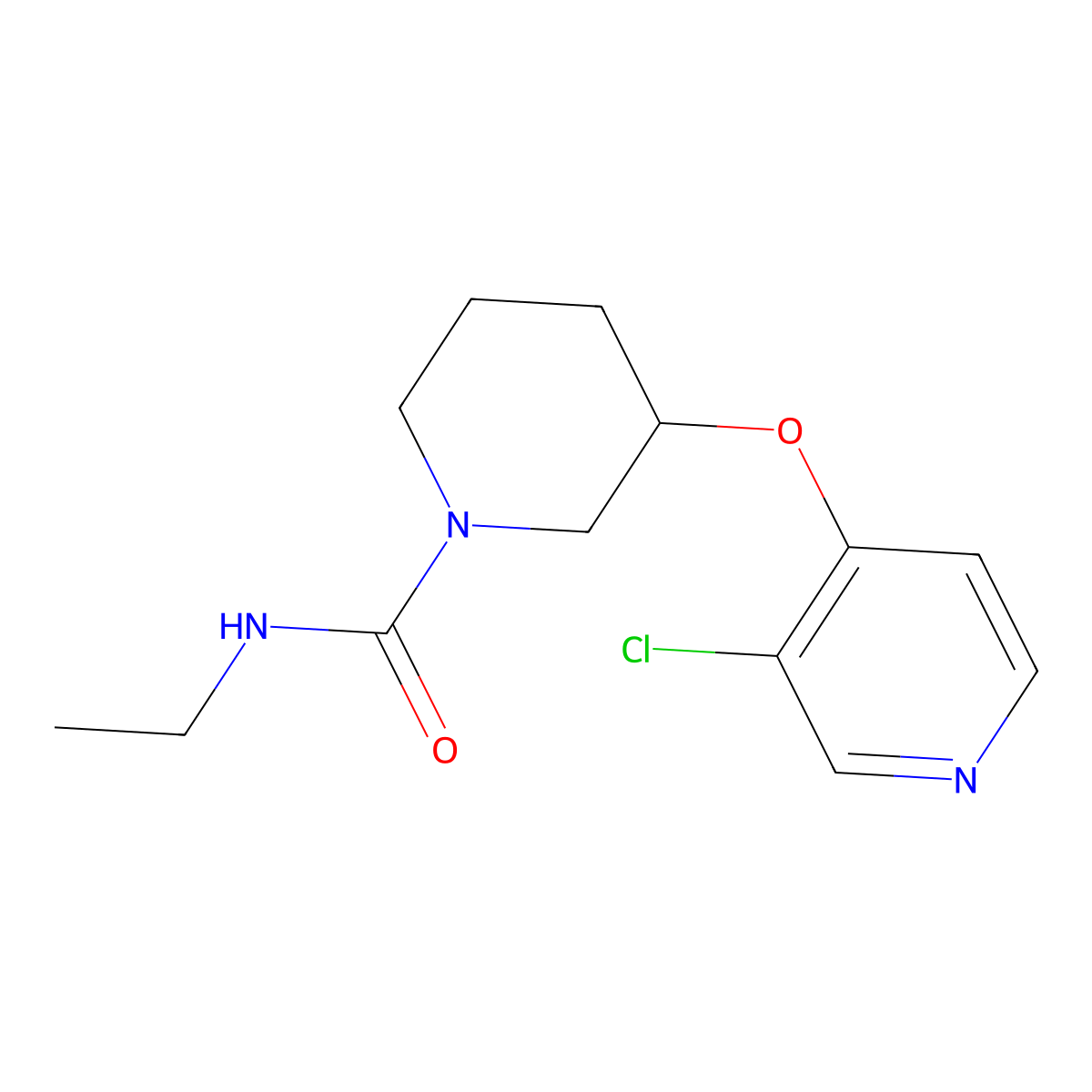 3-((3-chloropyridin-4-yl)oxy)-N-ethylpiperidine-1-carboxamide molecular structure, CAS 2034620-38-5