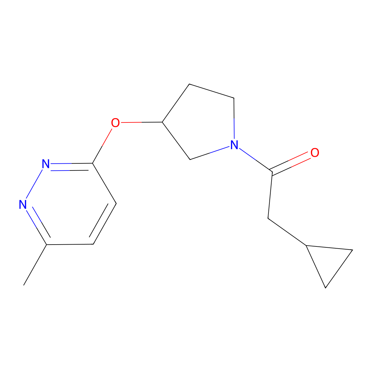 2-Cyclopropyl-1-(3-((6-methylpyridazin-3-yl)oxy)pyrrolidin-1-yl)ethanone molecular structure, CAS 2034620-41-0