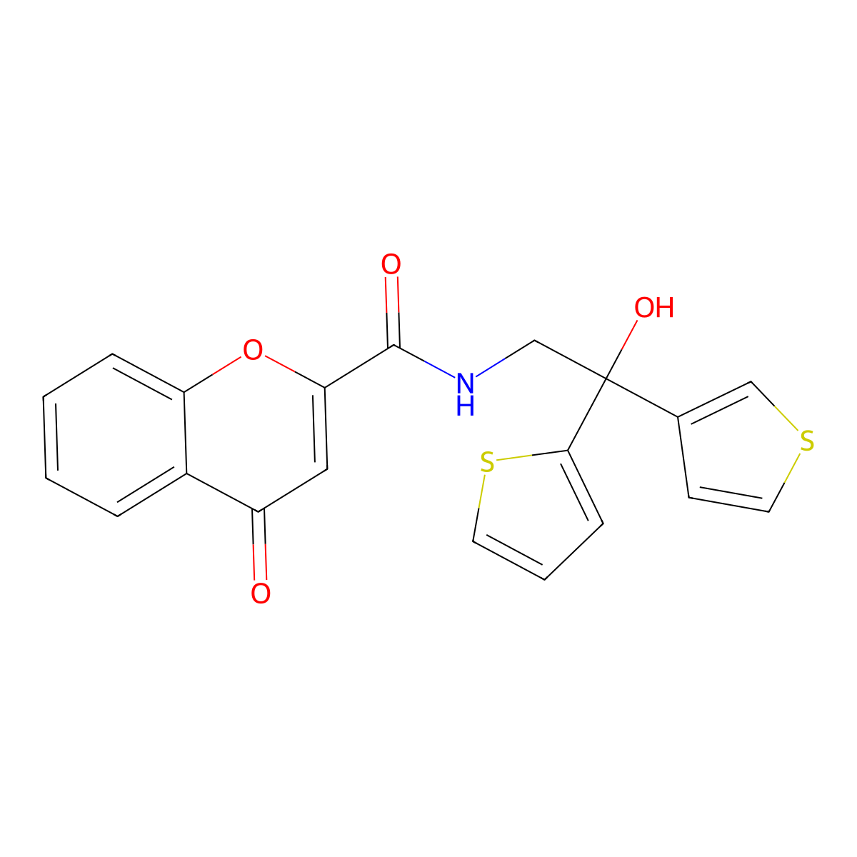 N-(2-hydroxy-2-(thiophen-2-yl)-2-(thiophen-3-yl)ethyl)-4-oxo-4H-chromene-2-carboxamide molecular structure, CAS 2034620-45-4