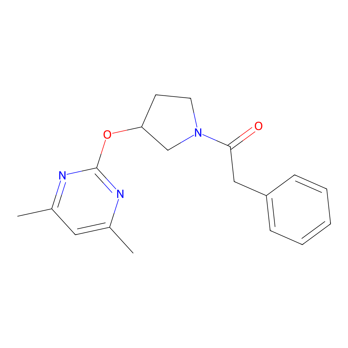 1-(3-((4,6-Dimethylpyrimidin-2-yl)oxy)pyrrolidin-1-yl)-2-phenylethanone molecular structure, CAS 2034620-46-5