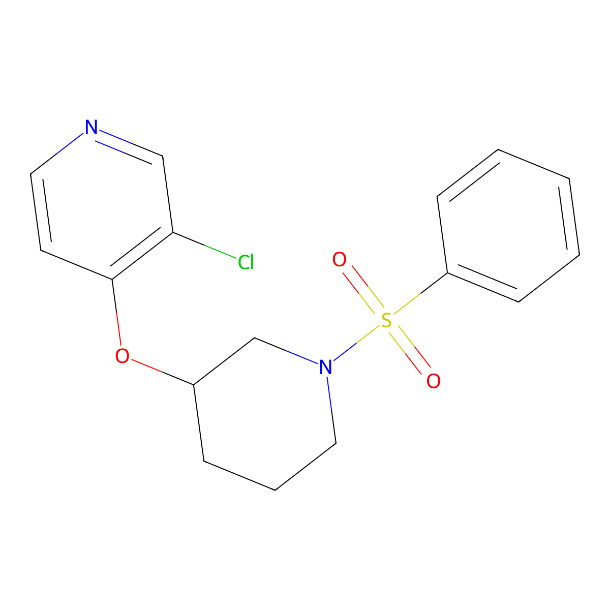 3-Chloro-4-((1-(phenylsulfonyl)piperidin-3-yl)oxy)pyridine molecular structure, CAS 2034620-48-7