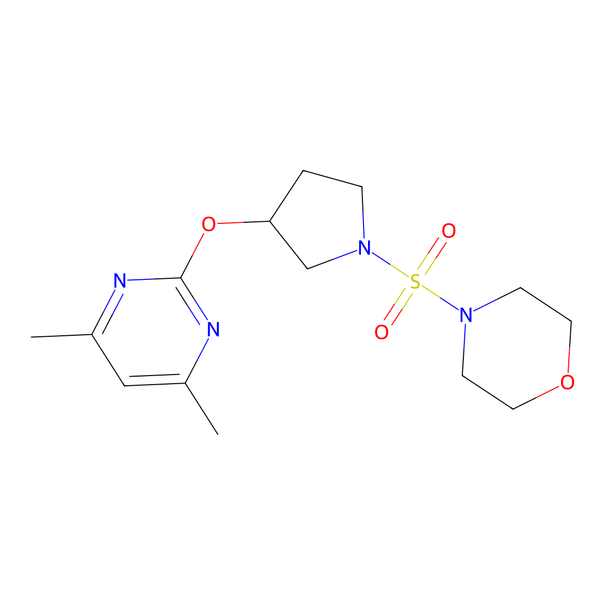 4-((3-((4,6-Dimethylpyrimidin-2-yl)oxy)pyrrolidin-1-yl)sulfonyl)morpholine molecular structure, CAS 2034620-59-0