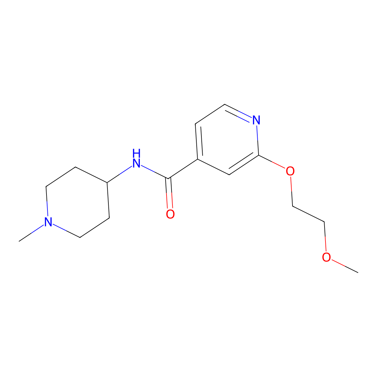 2-(2-methoxyethoxy)-N-(1-methylpiperidin-4-yl)isonicotinamide molecular structure, CAS 2034620-64-7