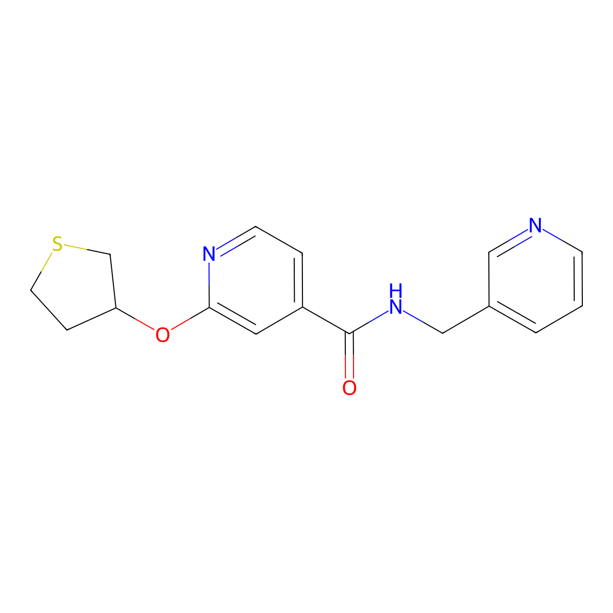 N-(pyridin-3-ylmethyl)-2-((tetrahydrothiophen-3-yl)oxy)isonicotinamide molecular structure, CAS 2034620-78-3