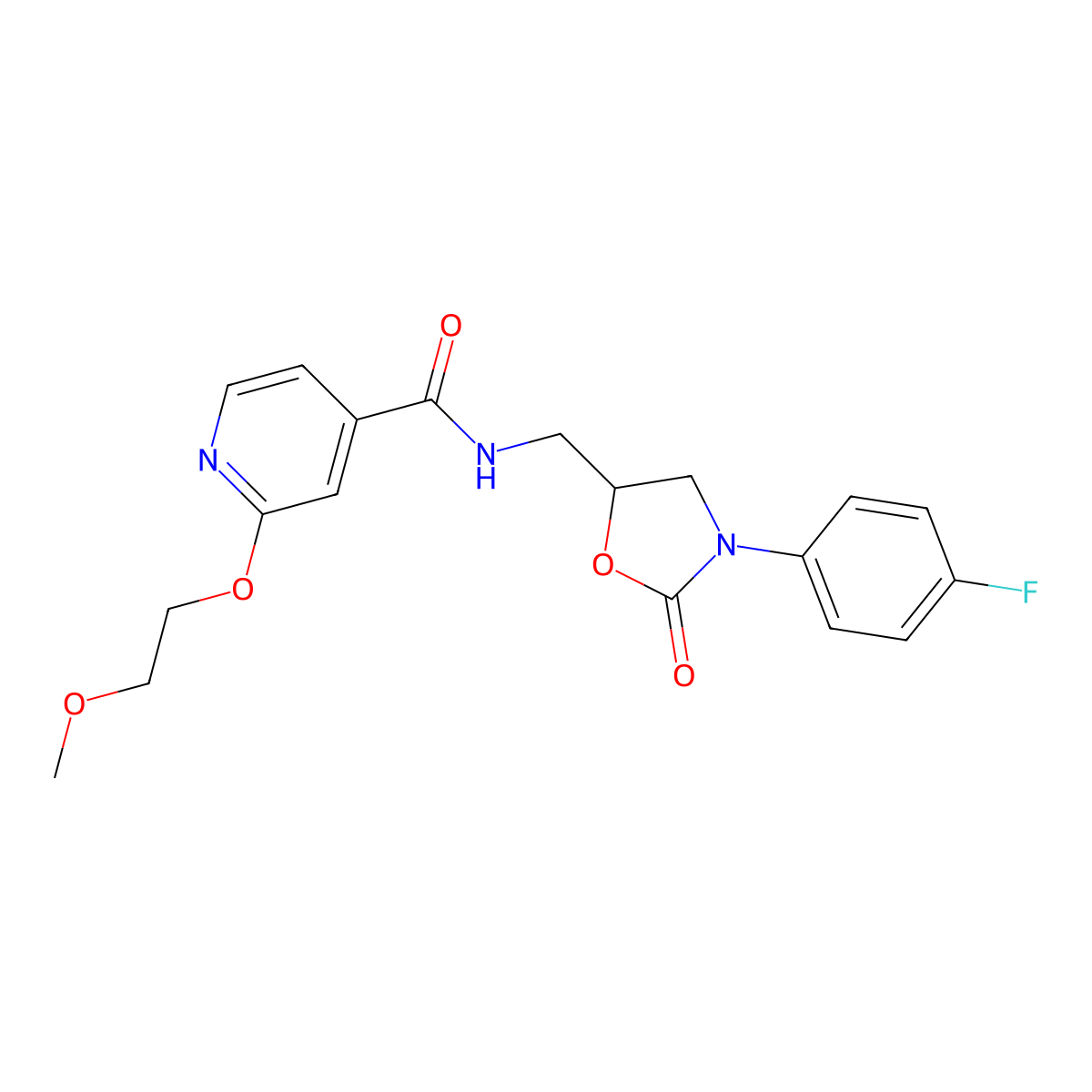 N-((3-(4-fluorophenyl)-2-oxooxazolidin-5-yl)methyl)-2-(2-methoxyethoxy)isonicotinamide molecular structure, CAS 2034620-79-4
