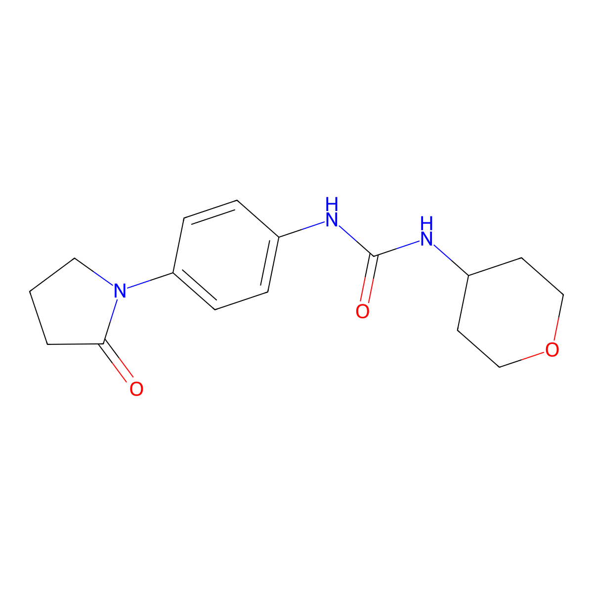 1-(4-(2-oxopyrrolidin-1-yl)phenyl)-3-(tetrahydro-2H-pyran-4-yl)urea molecular structure, CAS 2034620-81-8