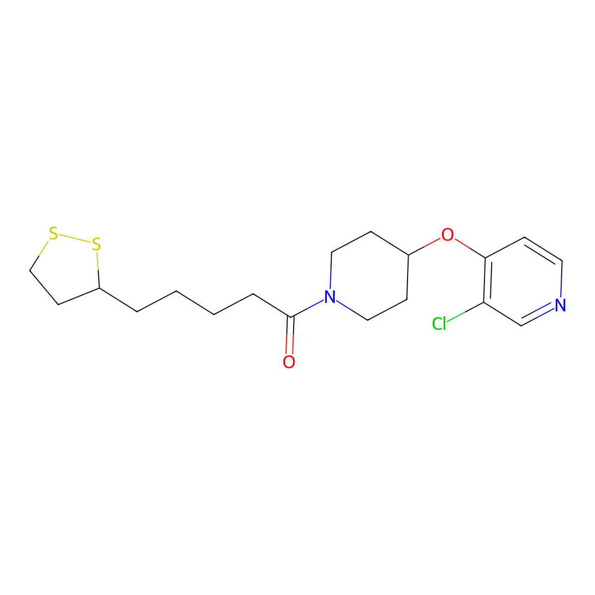 1-(4-((3-Chloropyridin-4-yl)oxy)piperidin-1-yl)-5-(1,2-dithiolan-3-yl)pentan-1-one molecular structure, CAS 2034620-82-9