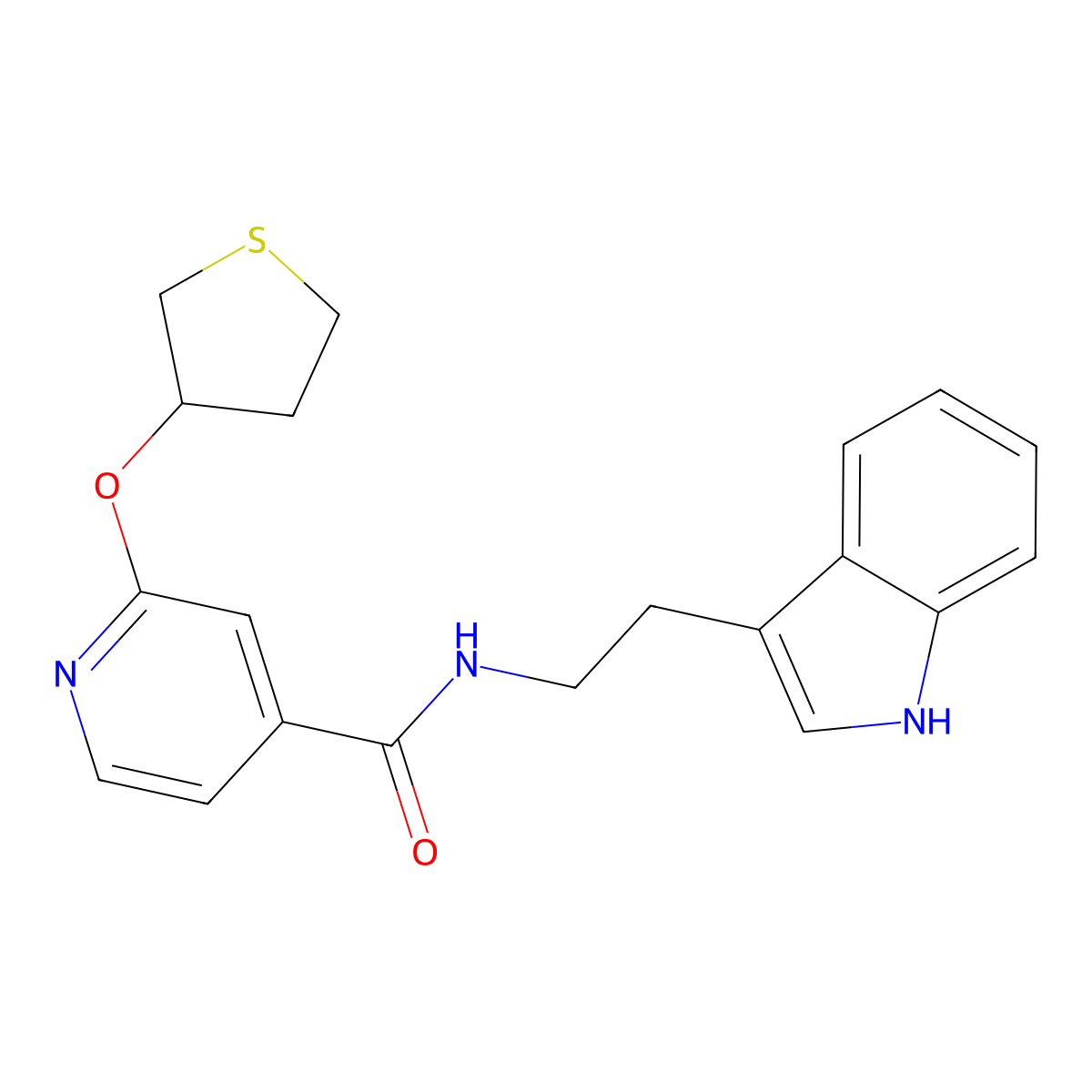 N-(2-(1H-indol-3-yl)ethyl)-2-((tetrahydrothiophen-3-yl)oxy)isonicotinamide molecular structure, CAS 2034620-86-3