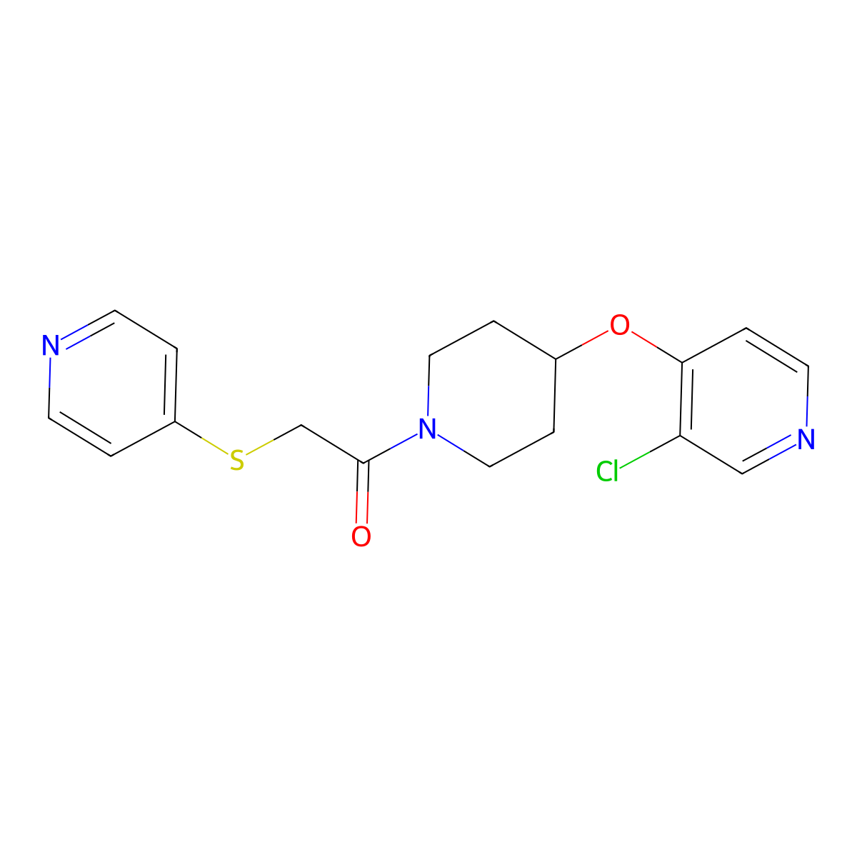1-(4-((3-Chloropyridin-4-yl)oxy)piperidin-1-yl)-2-(pyridin-4-ylthio)ethanone molecular structure, CAS 2034620-89-6