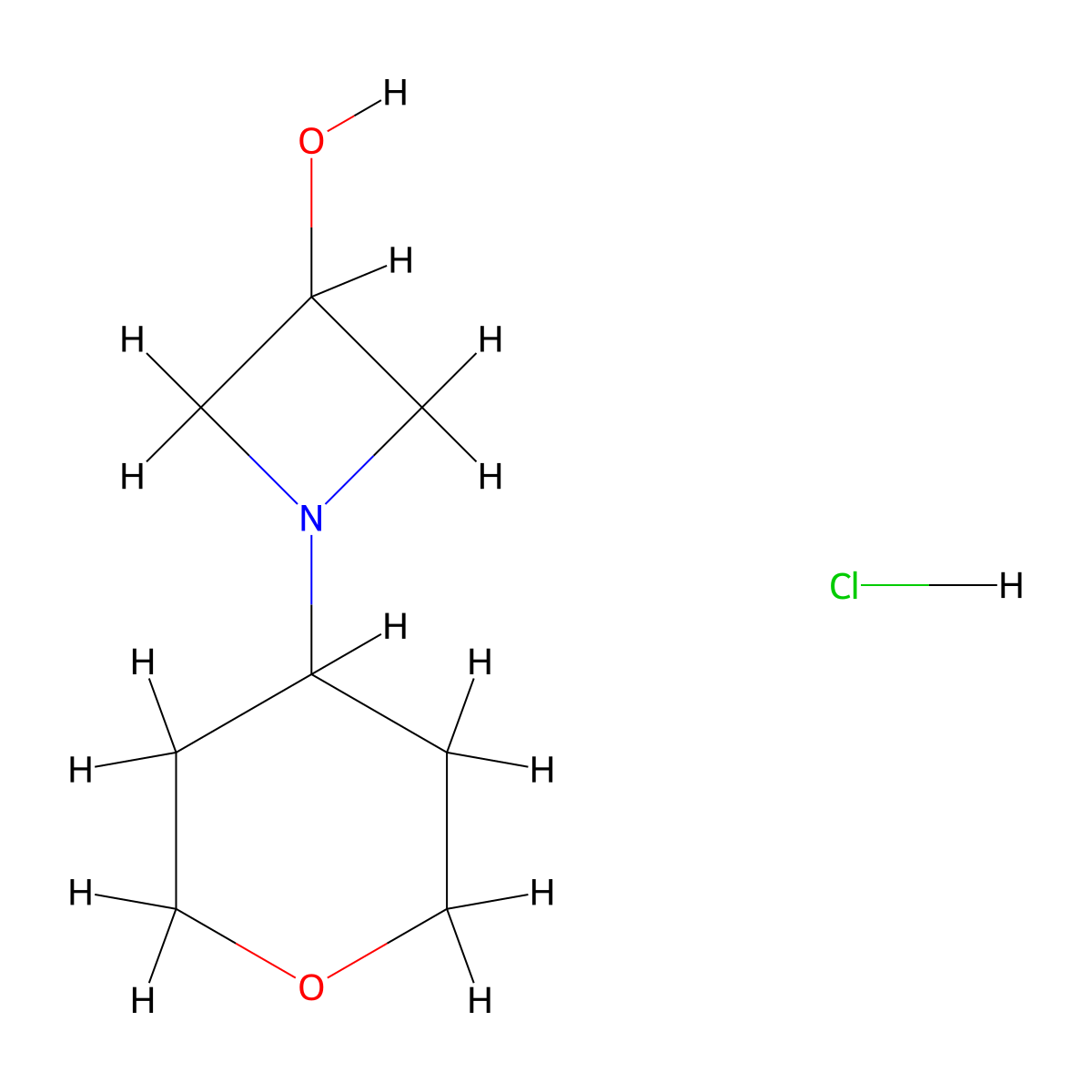 1-(Oxan-4-yl)azetidin-3-ol hydrochloride molecular structure, CAS 2034621-00-4