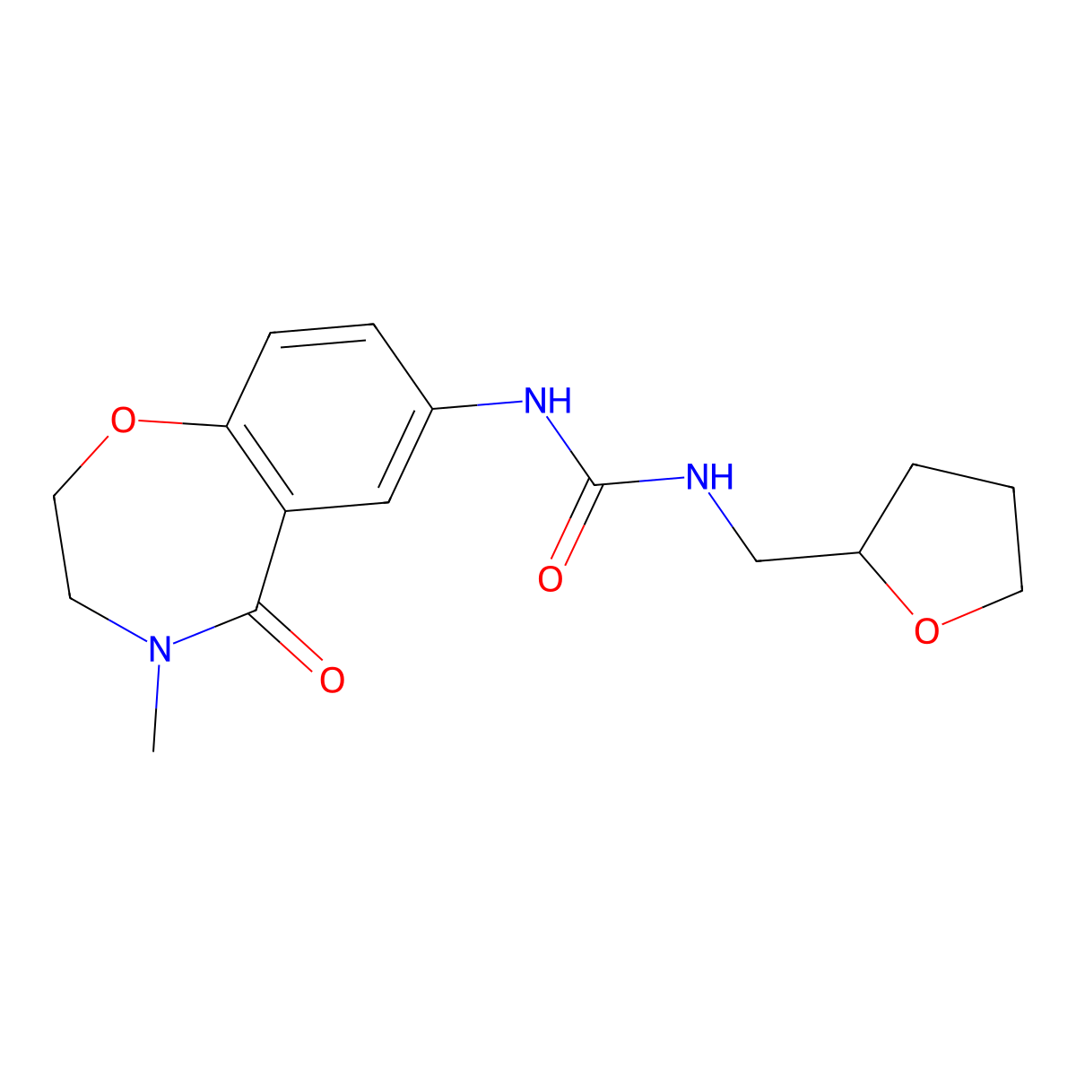 1-(4-Methyl-5-oxo-2,3,4,5-tetrahydrobenzo[f][1,4]oxazepin-7-yl)-3-((tetrahydrofuran-2-yl)methyl)urea molecular structure, CAS 2034621-07-1