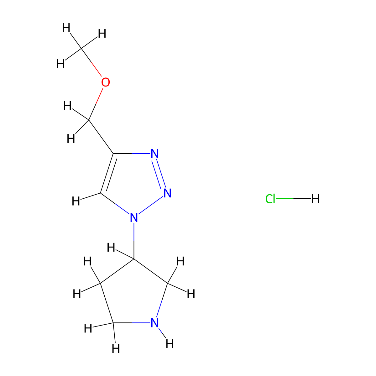 4-(methoxymethyl)-1-(pyrrolidin-3-yl)-1H-1,2,3-triazole hydrochloride molecular structure, CAS 2034621-15-1