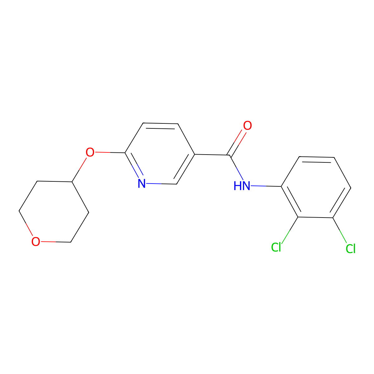 N-(2,3-dichlorophenyl)-6-((tetrahydro-2H-pyran-4-yl)oxy)nicotinamide molecular structure, CAS 2034621-17-3