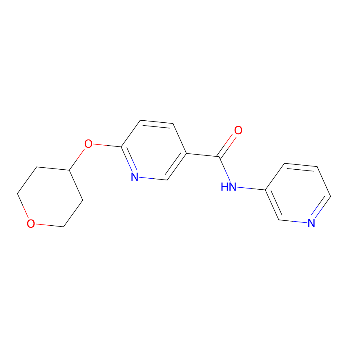 N-(pyridin-3-yl)-6-((tetrahydro-2H-pyran-4-yl)oxy)nicotinamide molecular structure, CAS 2034621-20-8