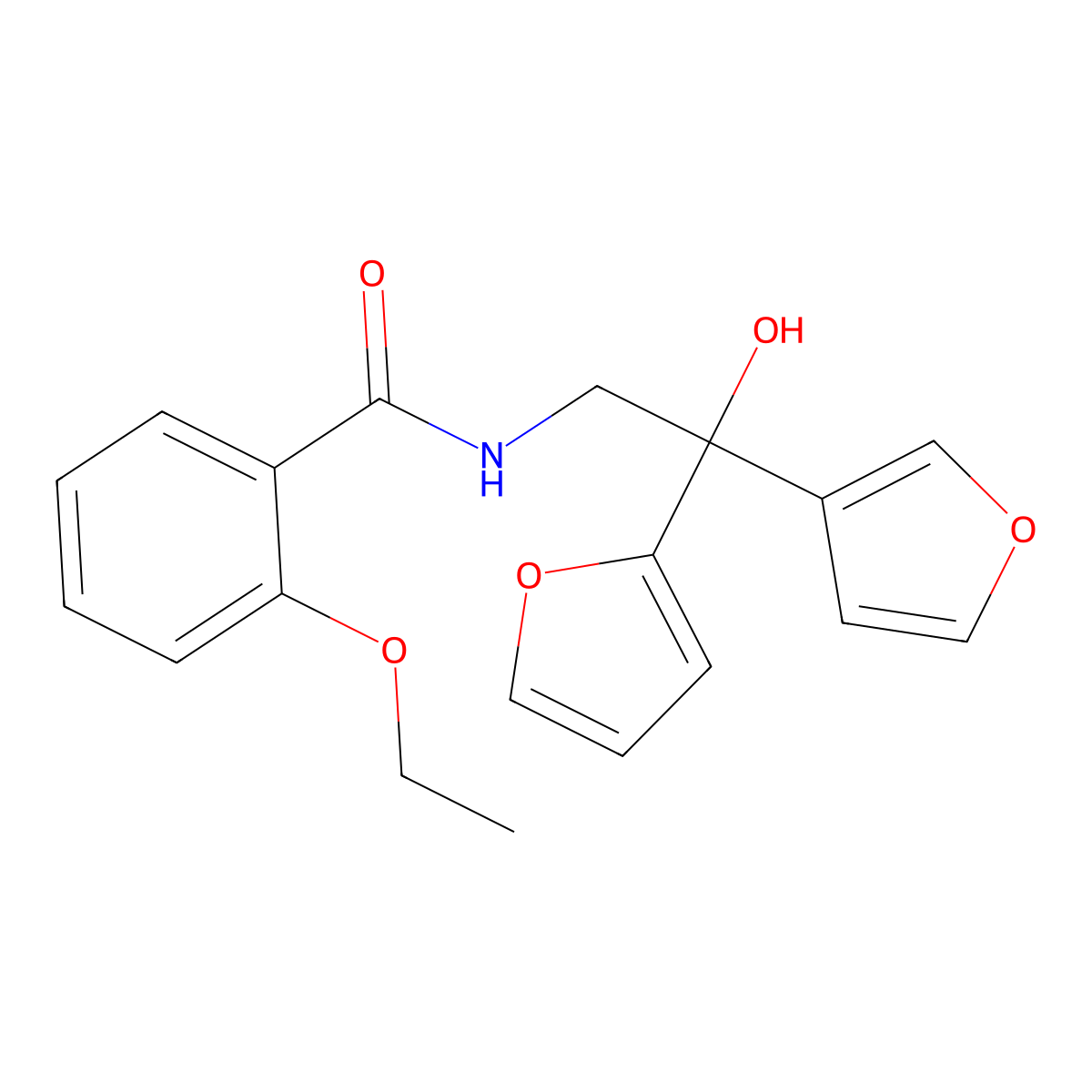 2-ethoxy-N-[2-(furan-2-yl)-2-(furan-3-yl)-2-hydroxyethyl]benzamide molecular structure, CAS 2034621-22-0