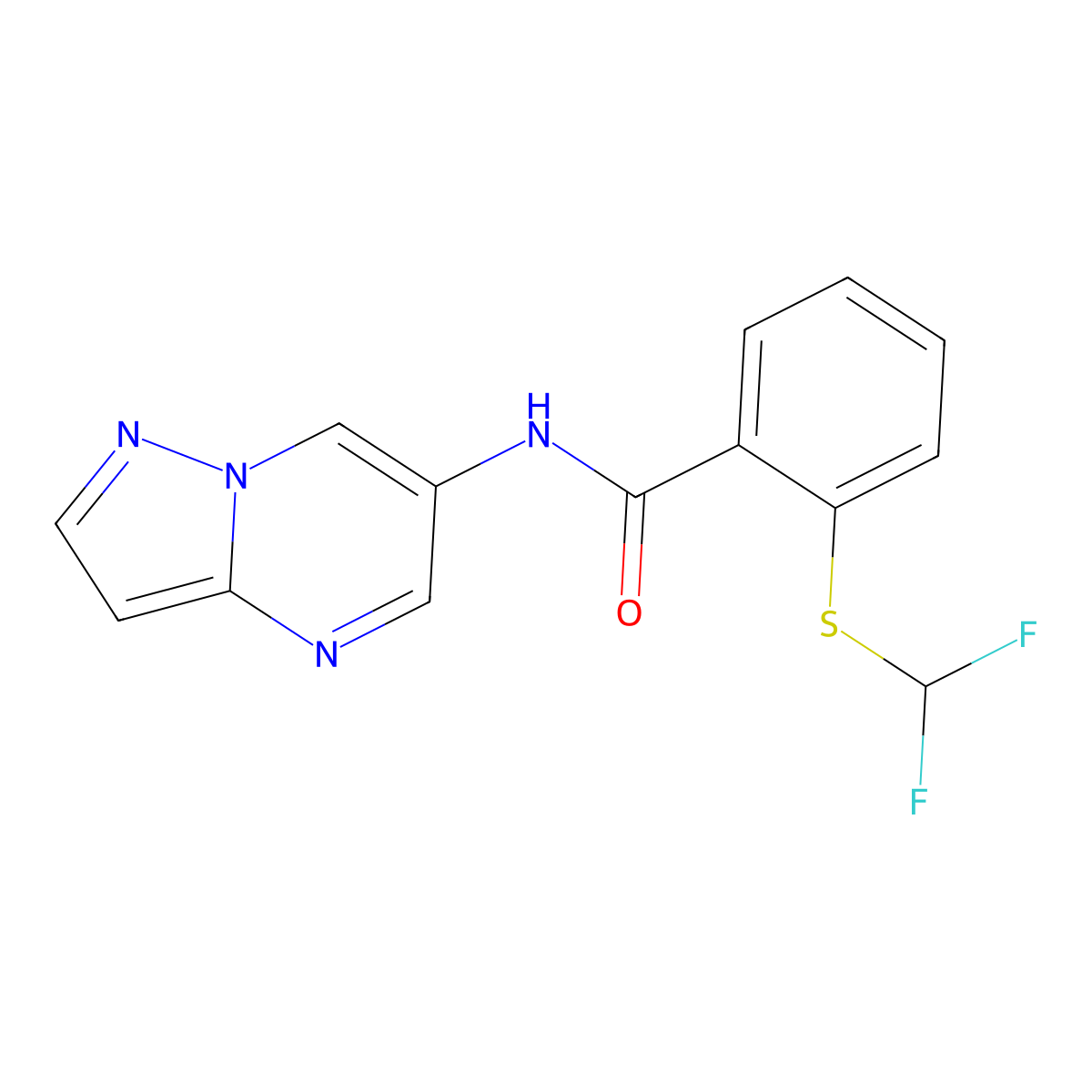 2-((difluoromethyl)thio)-N-(pyrazolo[1,5-a]pyrimidin-6-yl)benzamide molecular structure, CAS 2034621-25-3