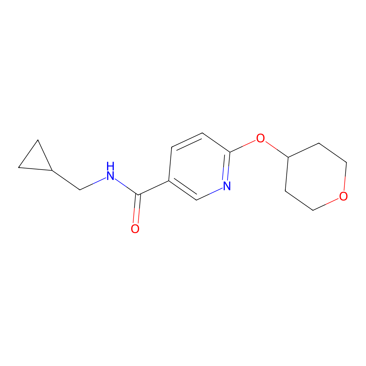 N-(cyclopropylmethyl)-6-((tetrahydro-2H-pyran-4-yl)oxy)nicotinamide molecular structure, CAS 2034621-31-1
