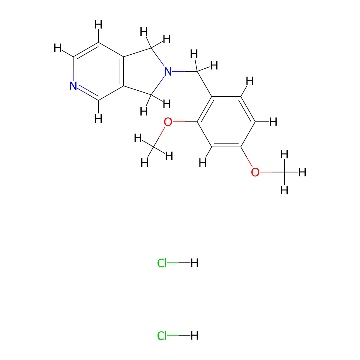 2-(2,4-dimethoxybenzyl)-2,3-dihydro-1H-pyrrolo[3,4-c]pyridine dihydrochloride molecular structure, CAS 2034621-43-5