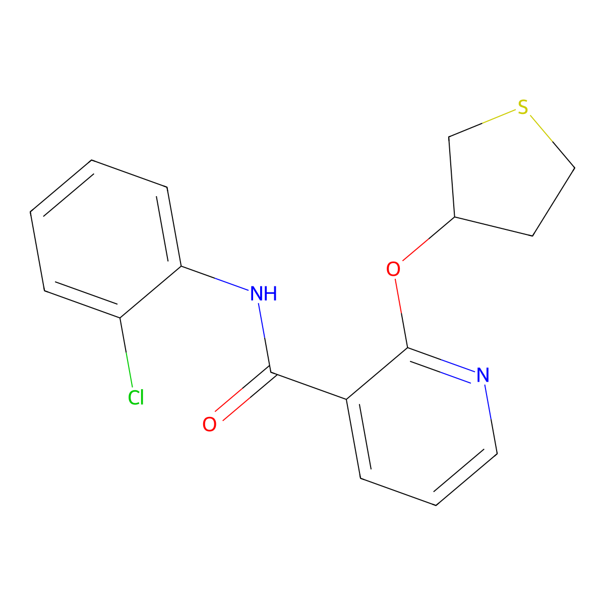 N-(2-chlorophenyl)-2-((tetrahydrothiophen-3-yl)oxy)nicotinamide molecular structure, CAS 2034621-48-0