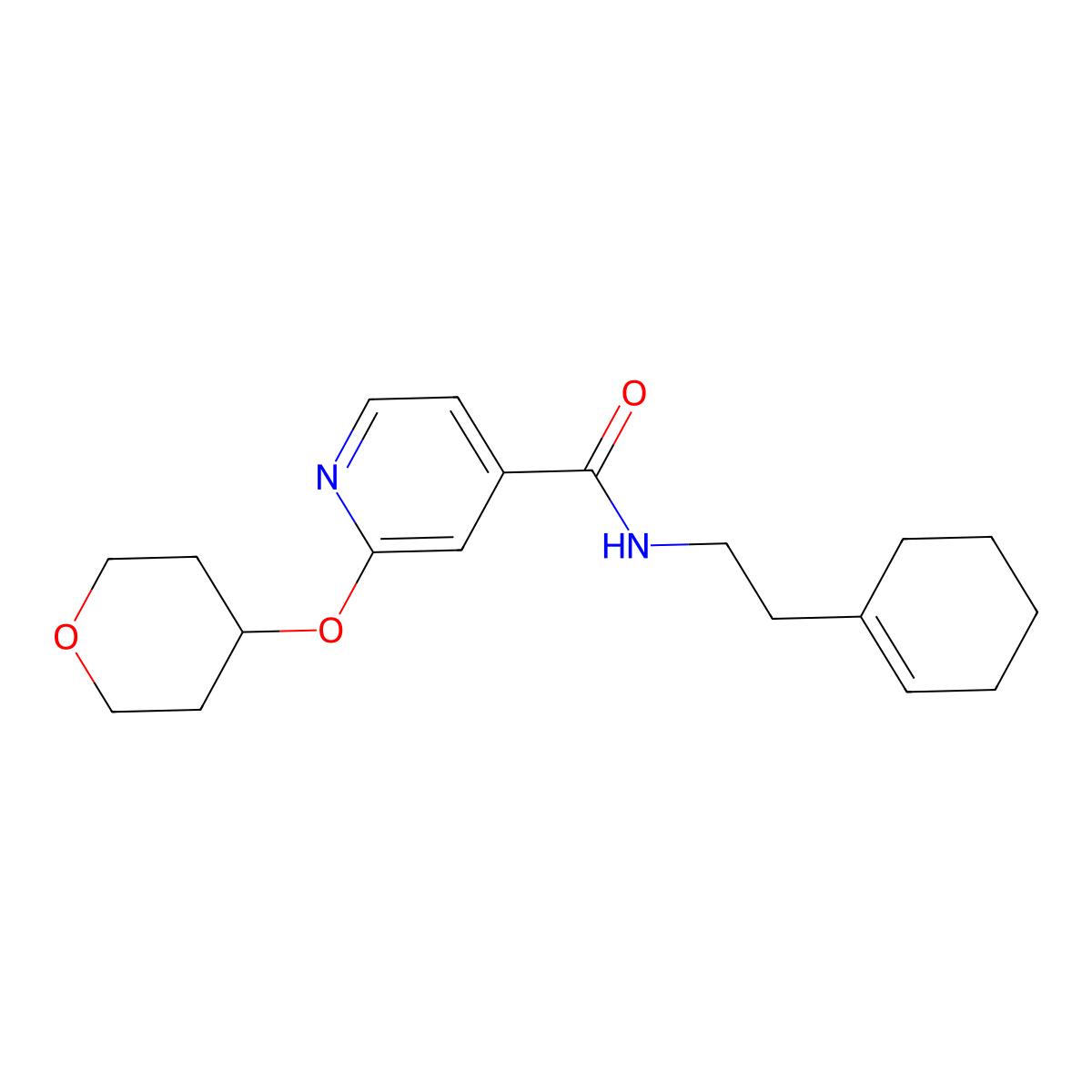 N-(2-(cyclohex-1-en-1-yl)ethyl)-2-((tetrahydro-2H-pyran-4-yl)oxy)isonicotinamide molecular structure, CAS 2034621-50-4