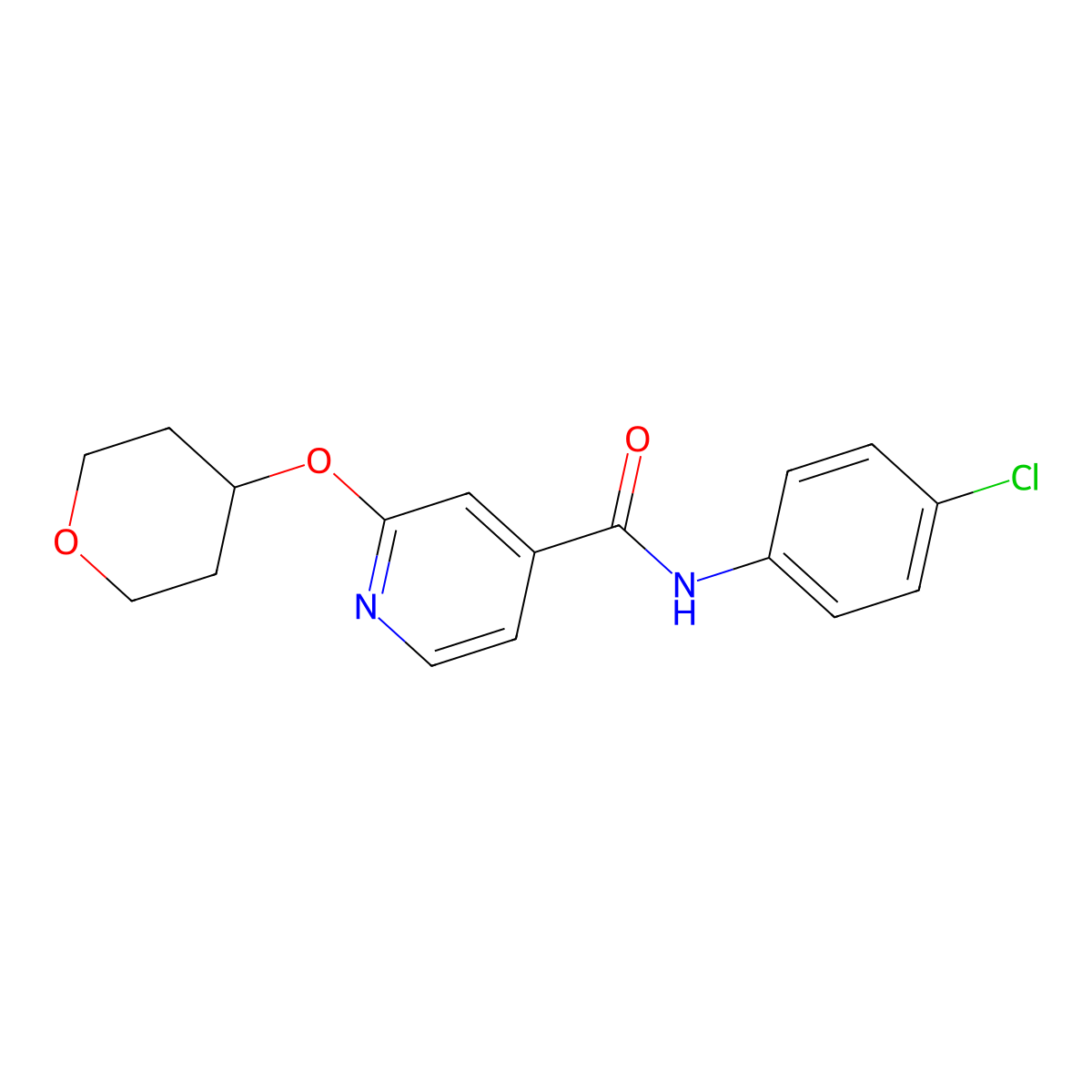 N-(4-chlorophenyl)-2-(oxan-4-yloxy)pyridine-4-carboxamide molecular structure, CAS 2034621-65-1