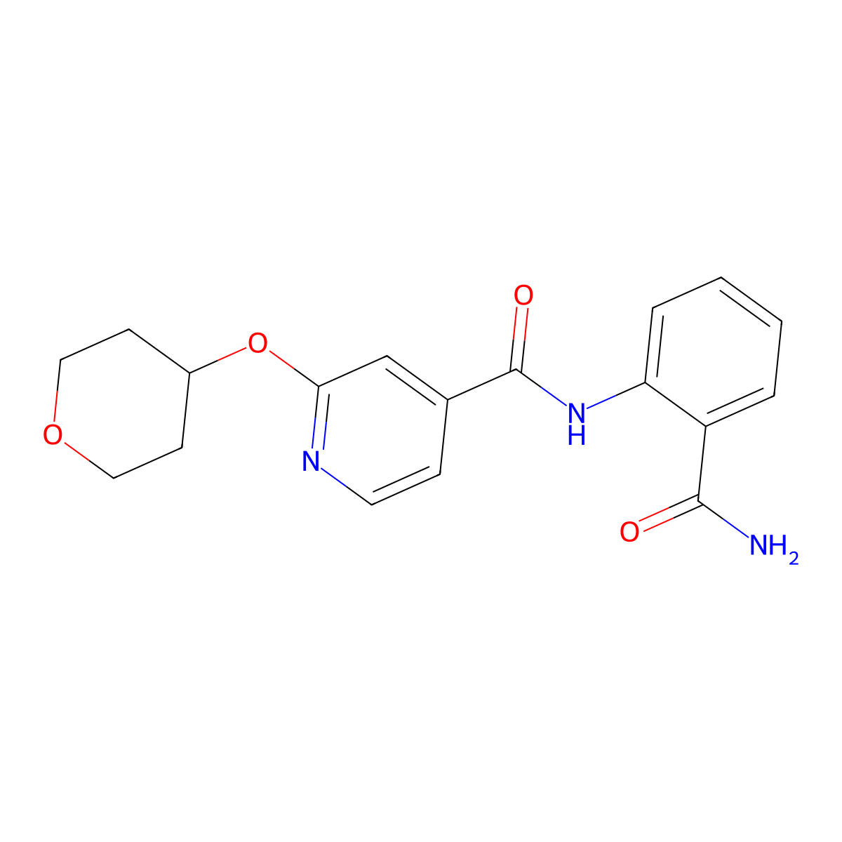 N-(2-carbamoylphenyl)-2-((tetrahydro-2H-pyran-4-yl)oxy)isonicotinamide molecular structure, CAS 2034621-78-6