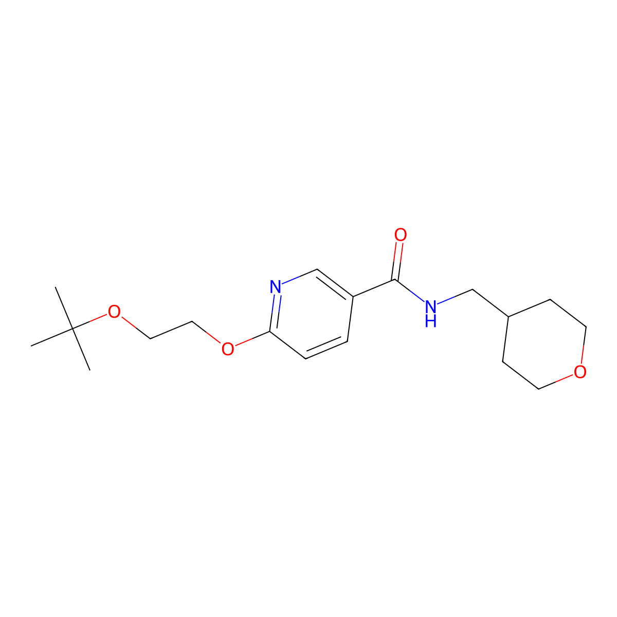 6-(2-(tert-butoxy)ethoxy)-N-((tetrahydro-2H-pyran-4-yl)methyl)nicotinamide molecular structure, CAS 2034621-79-7
