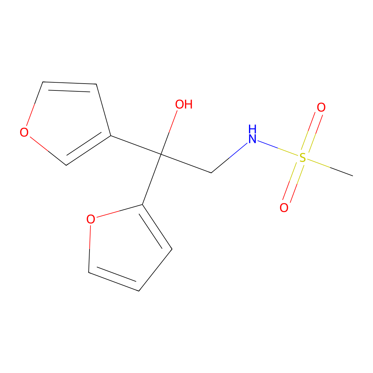 N-[2-(furan-2-yl)-2-(furan-3-yl)-2-hydroxyethyl]methanesulfonamide molecular structure, CAS 2034621-81-1