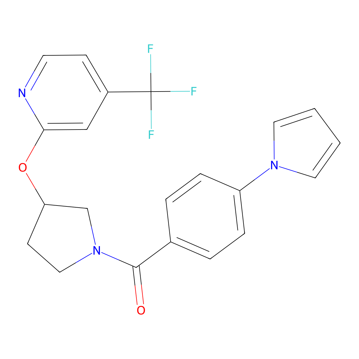 (4-(1H-pyrrol-1-yl)phenyl)(3-((4-(trifluoromethyl)pyridin-2-yl)oxy)pyrrolidin-1-yl)methanone molecular structure, CAS 2034621-83-3