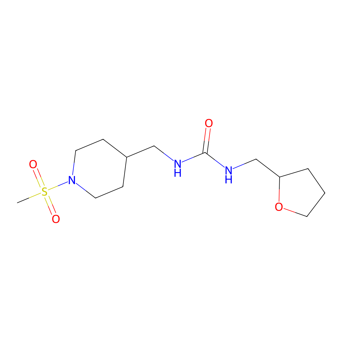 1-((1-(Methylsulfonyl)piperidin-4-yl)methyl)-3-((tetrahydrofuran-2-yl)methyl)urea molecular structure, CAS 2034621-94-6