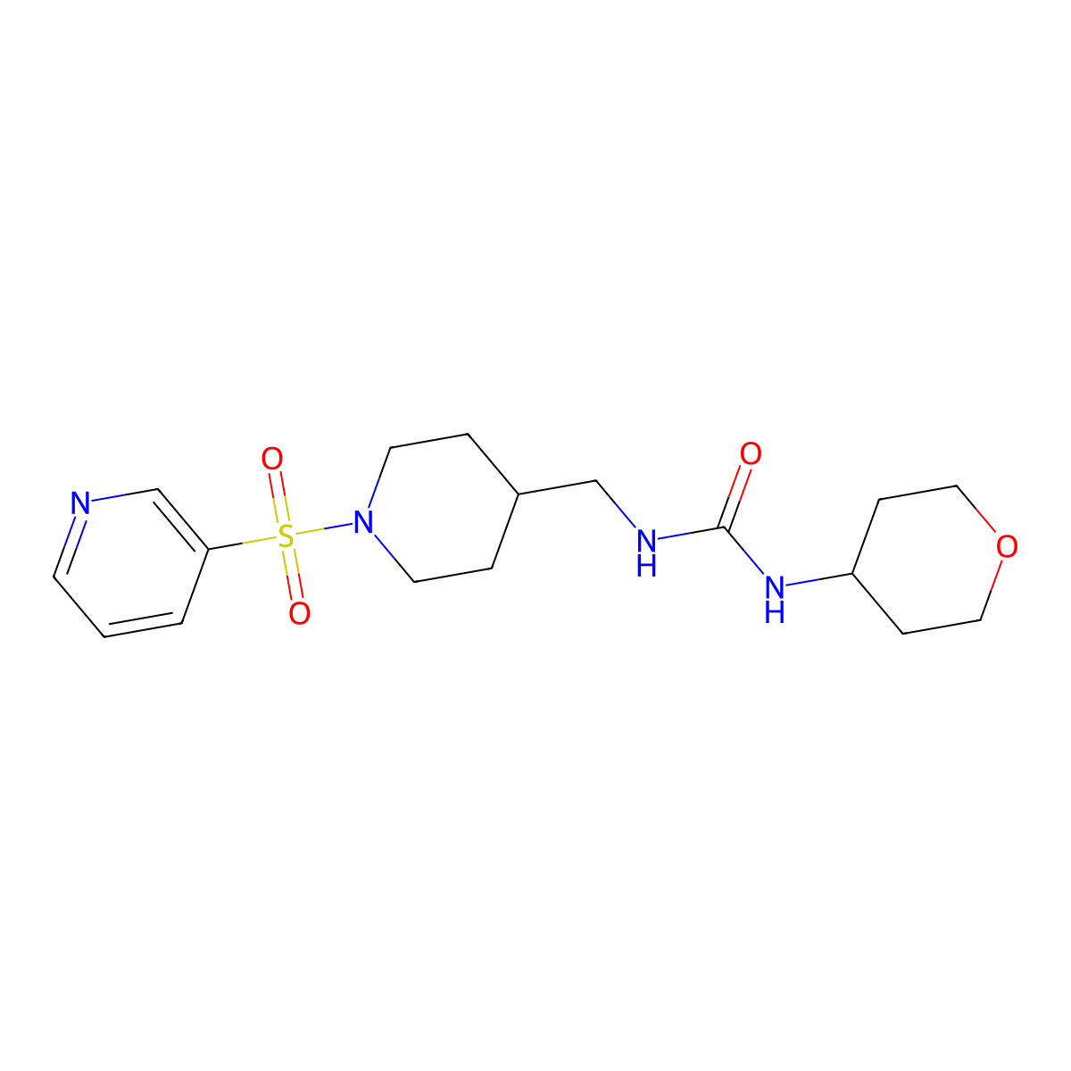 1-((1-(pyridin-3-ylsulfonyl)piperidin-4-yl)methyl)-3-(tetrahydro-2H-pyran-4-yl)urea molecular structure, CAS 2034622-01-8