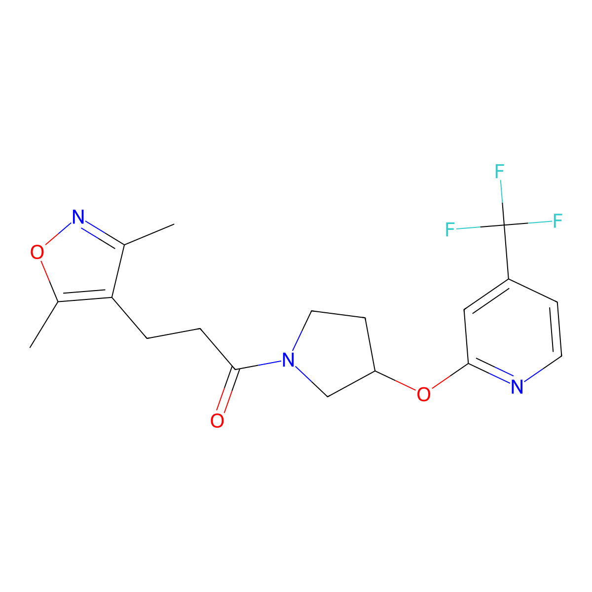 3-(3,5-Dimethylisoxazol-4-yl)-1-(3-((4-(trifluoromethyl)pyridin-2-yl)oxy)pyrrolidin-1-yl)propan-1-one molecular structure, CAS 2034622-04-1