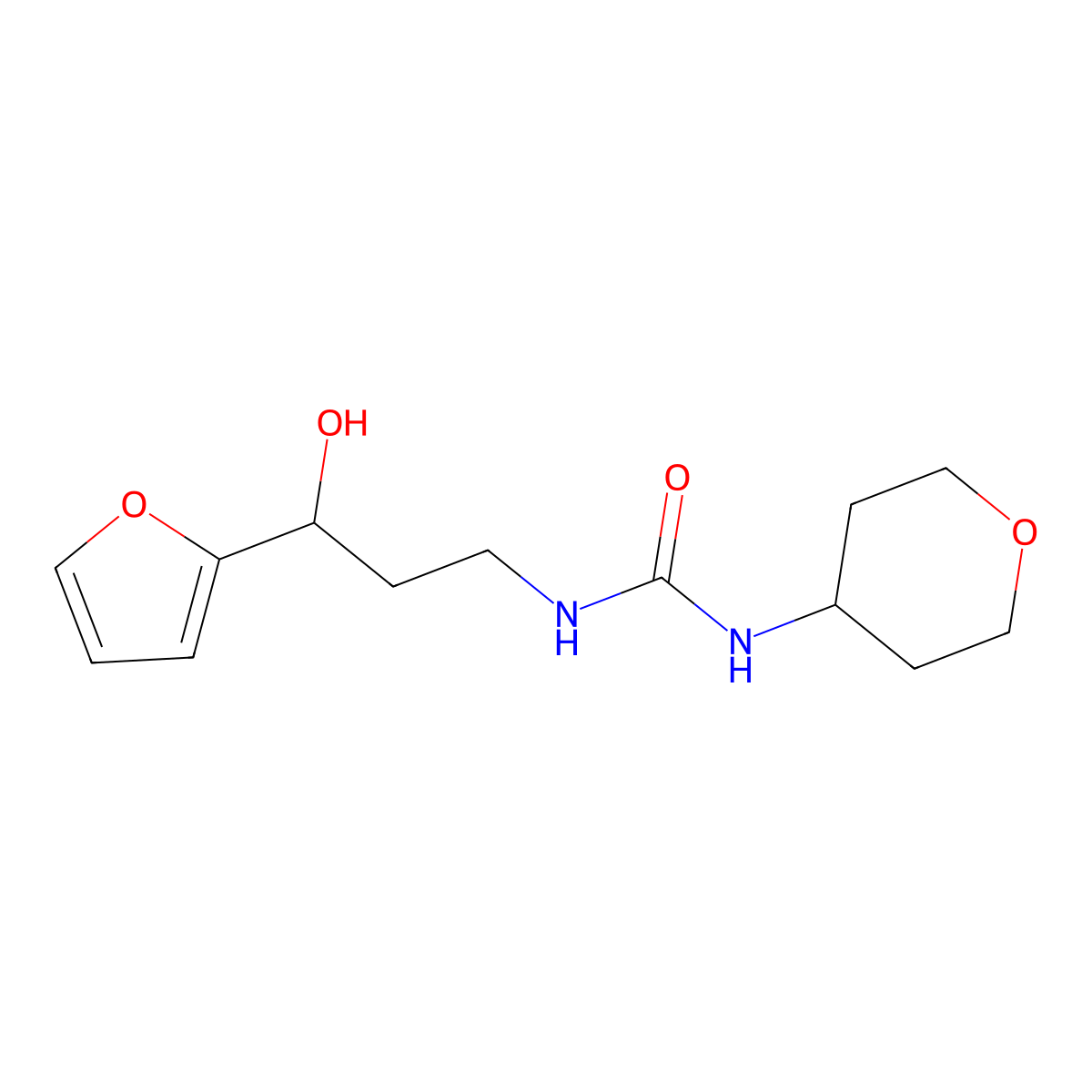 1-(3-(furan-2-yl)-3-hydroxypropyl)-3-(tetrahydro-2H-pyran-4-yl)urea molecular structure, CAS 2034622-05-2